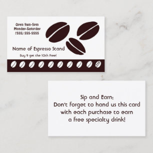 Retro Espresso Stand Loyalty Identity Punch Card