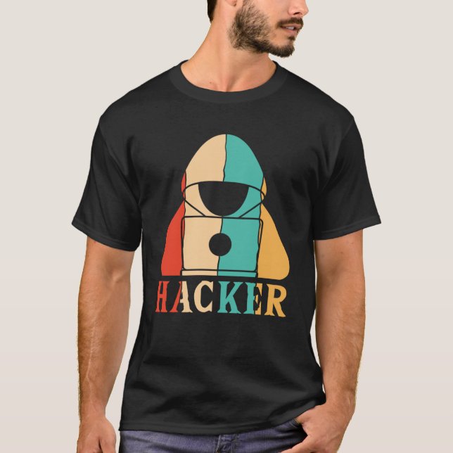 Retro Ethical Hacking White Hat Black Hat Hacker T-Shirt (Front)