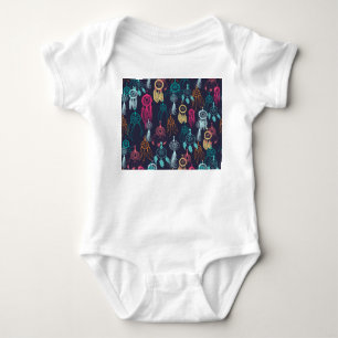 Retro Ethnic Doodle: Dreamcatcher Collection Baby Bodysuit