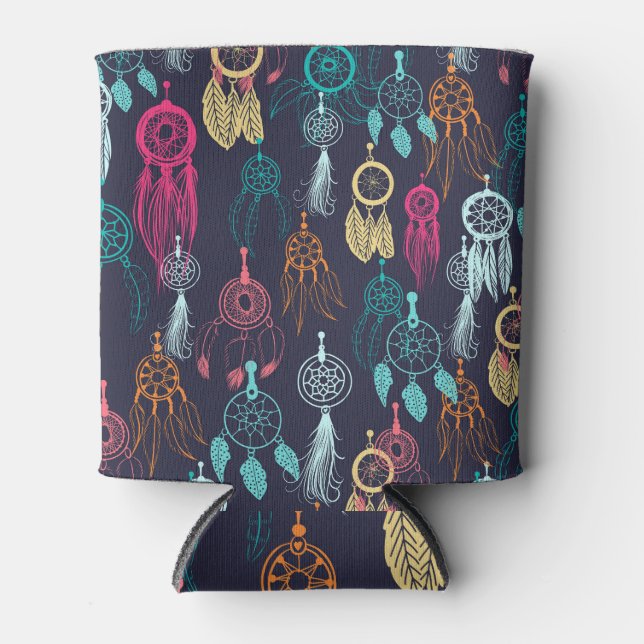 Retro Ethnic Doodle: Dreamcatcher Collection Can Cooler (Front)