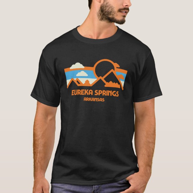 Retro Eureka Springs Arkansas Mountain Range Sunse T-Shirt (Front)