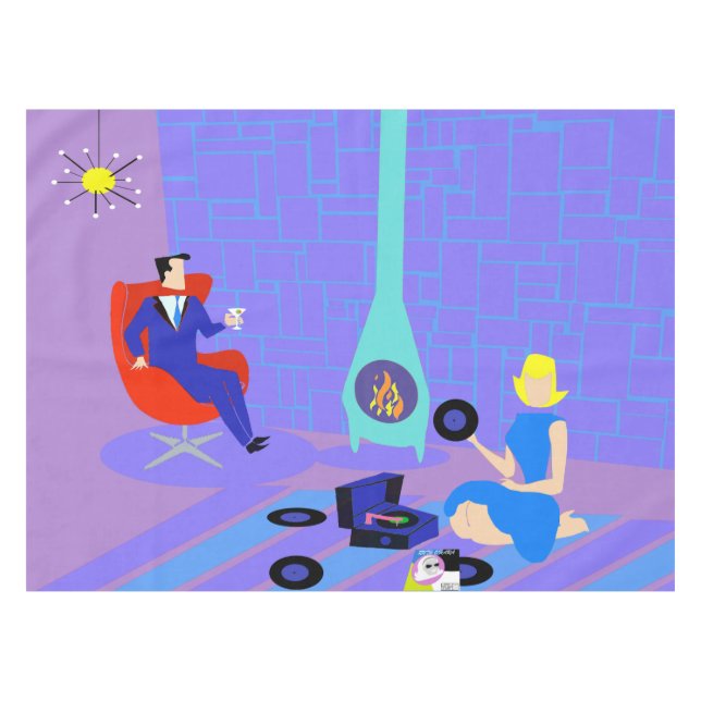 Retro Evening at Home Tablecloth (Front (Horizontal))