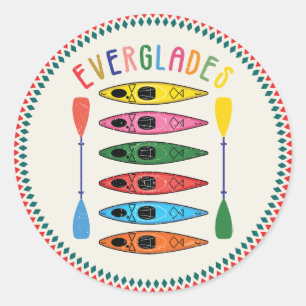 Retro Everglades Kayaking Classic Round Sticker
