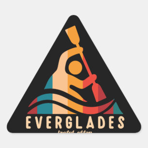 Retro Everglades Kayaking Triangle Sticker