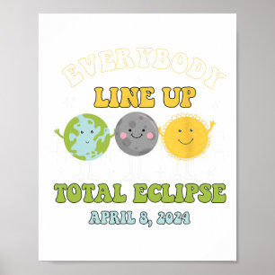 Retro Everybody Line Up Total Solar Eclipse 2024 E Poster