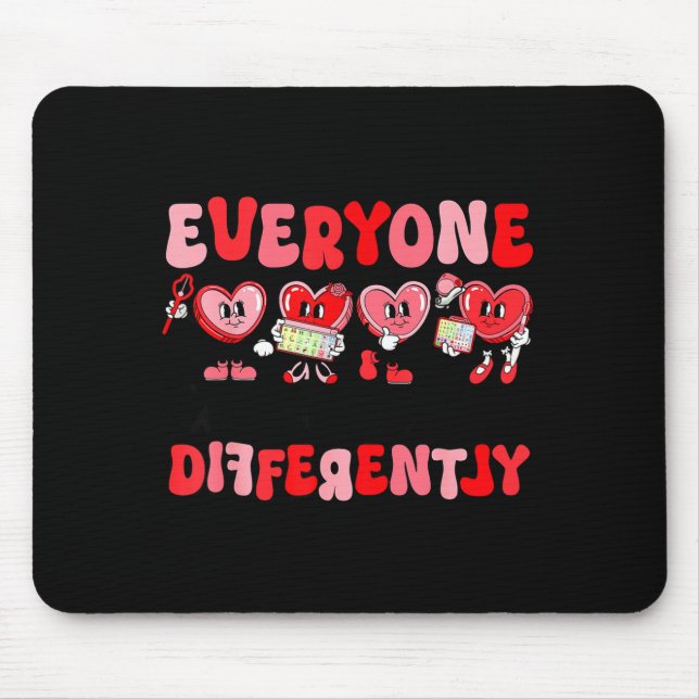 Retro Everyone Communicates Differently Autism Val Mouse Mat (Front)