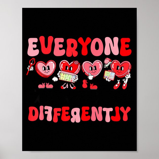 Retro Everyone Communicates Differently Autism Val Poster (Front)