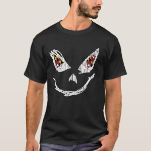 Retro Evil Smile Face With Maryland State Flag Blu T-Shirt