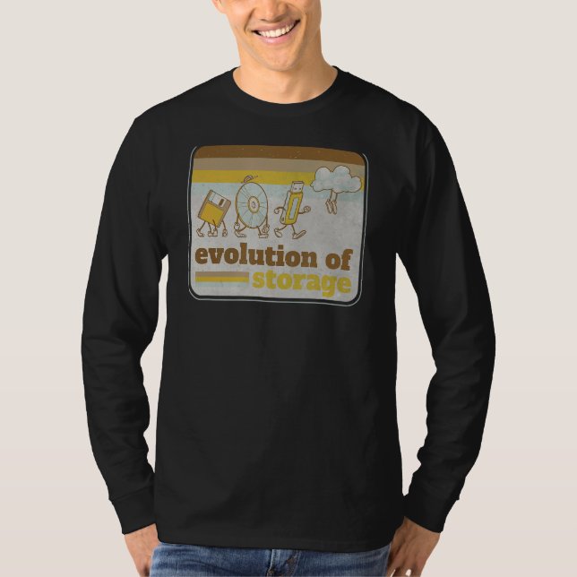 Retro Evolution of Storage Floppy Disc Disc USB Cl T-Shirt (Front)