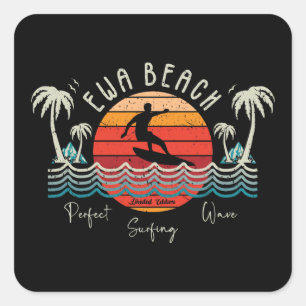 Retro Ewa Beach Square Sticker