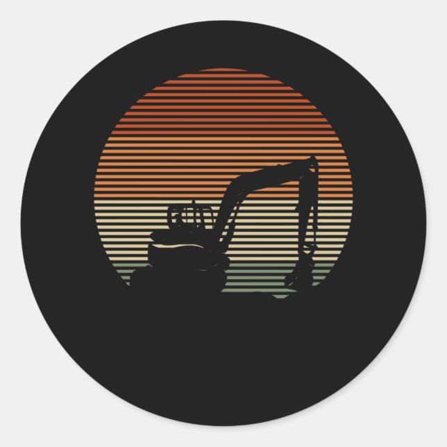 Retro Excavator Boys Toddler Construction Classic Round Sticker (Front)