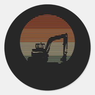 Retro Excavator Boys Toddler Construction Classic Round Sticker