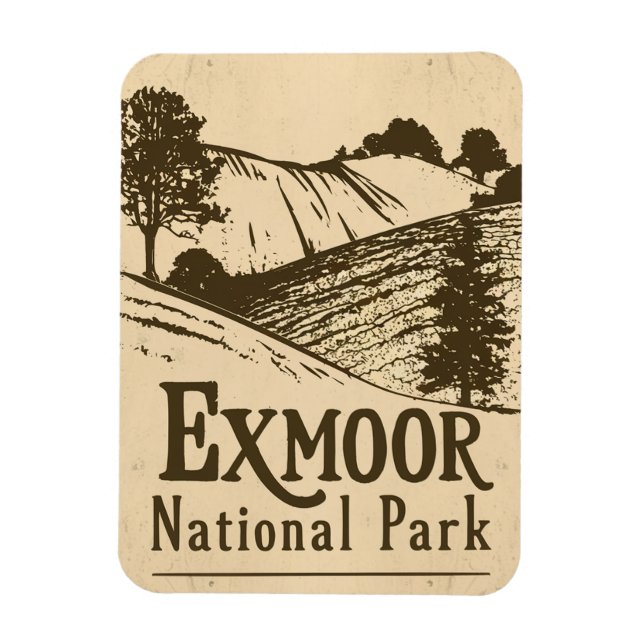 Retro Exmoor National Park Poster Magnet (Vertical)
