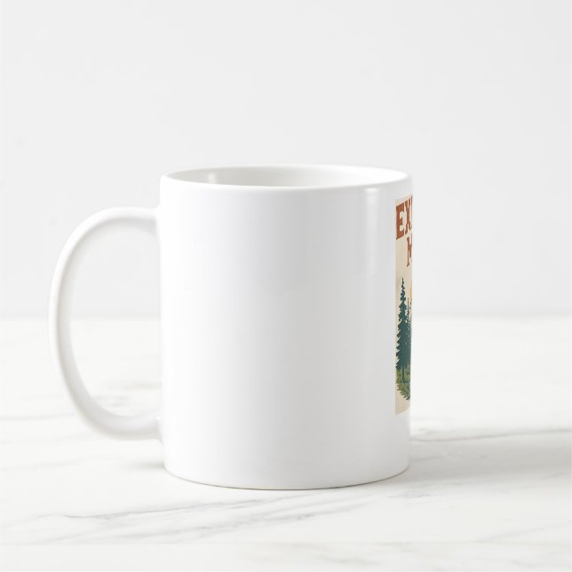 Retro "Explore More" Mountain Adventure Coffee Mug (Left)