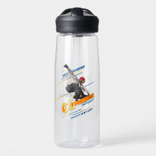 Retro Extreme Sport Skateboarder 20oz Water Bottle