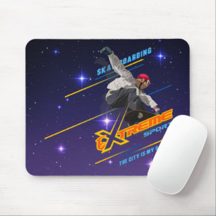 Retro Extreme Sport Skateboarder   Mousepad