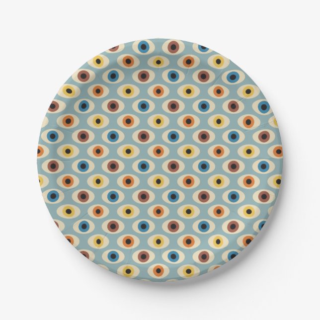 Retro Eye Pattern Paper Plate (Front)