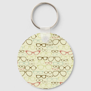 Retro Eyeglass Hipster Key Ring