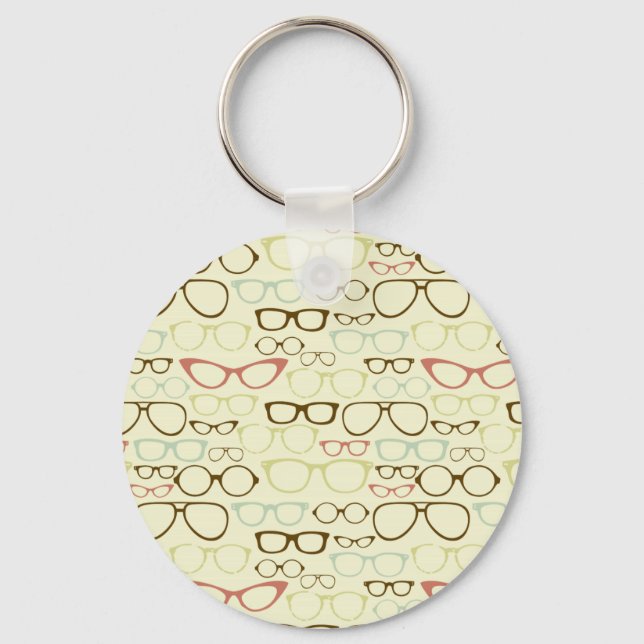 Retro Eyeglass Hipster Key Ring (Front)