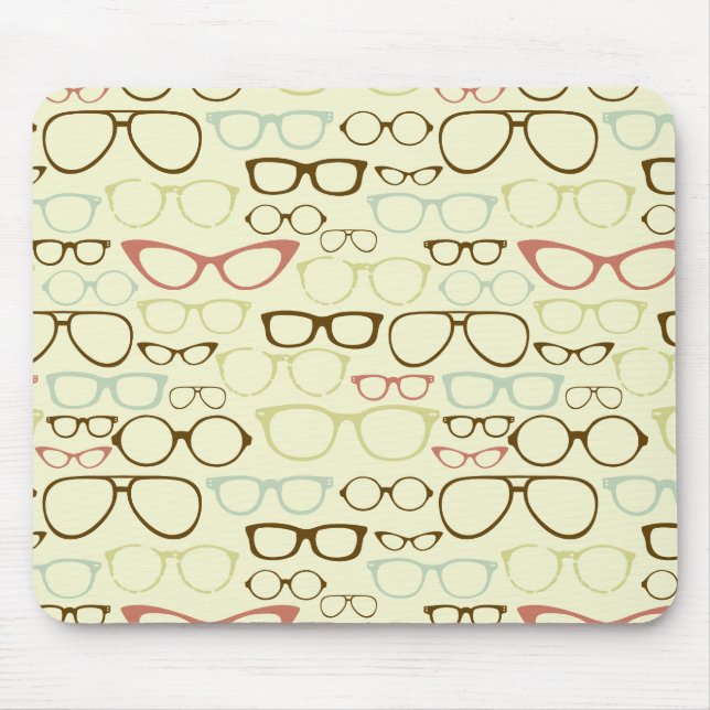 Retro Eyeglass Hipster Mouse Mat (Front)