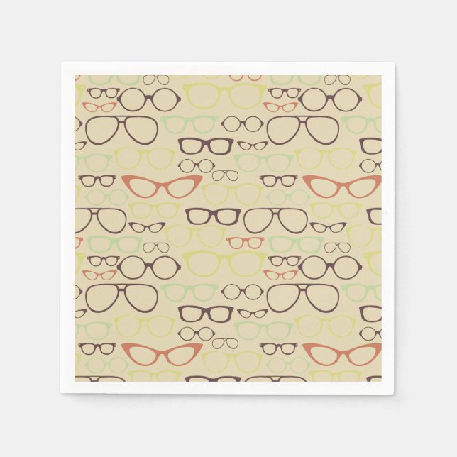 Retro Eyeglass Hipster Napkin (Front)
