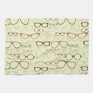 Retro Eyeglass Hipster Tea Towel