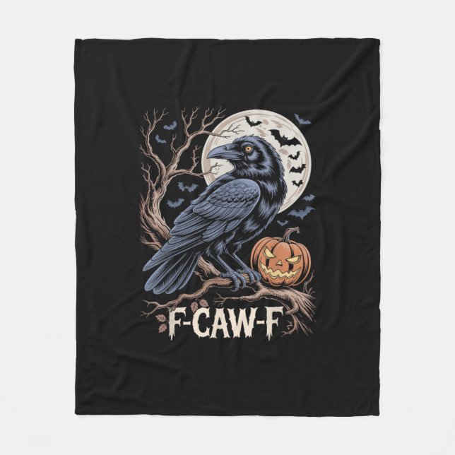 Retro F-Caw-F Bird Crow Funny Crow Bird Cawing Gru Fleece Blanket (Front)
