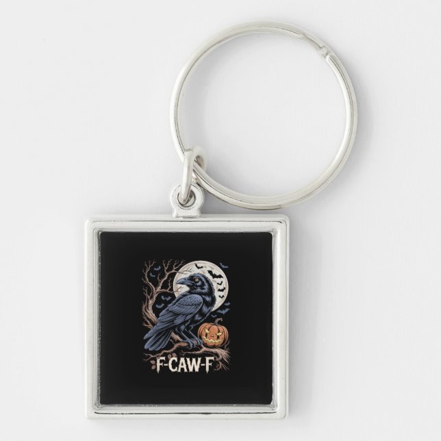 Retro F-Caw-F Bird Crow Funny Crow Bird Cawing Gru Key Ring (Front)