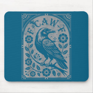 Retro F-caw-f Black Crow Flowers Art Funny Bird Sa Mouse Mat