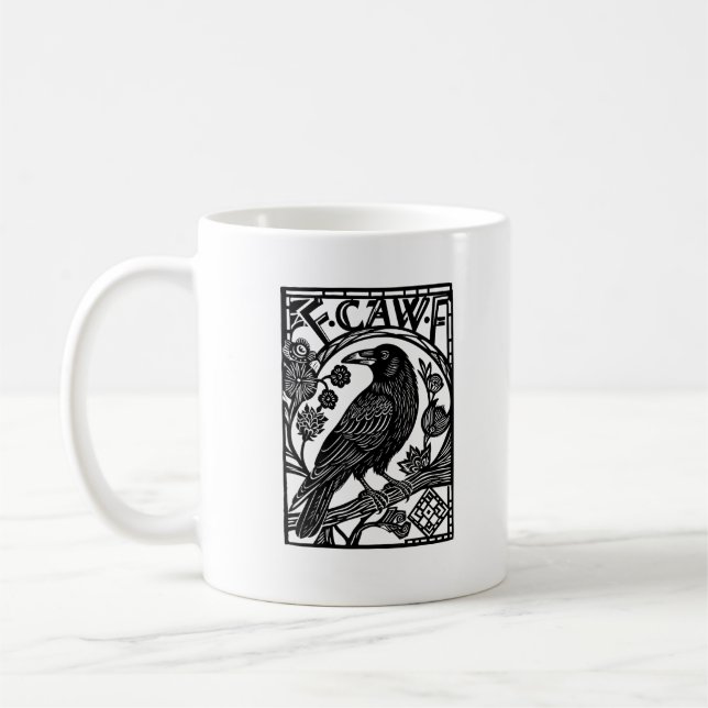 Retro F Caw F Crow Funny Saying Meme Design Coffee Mug (Left)