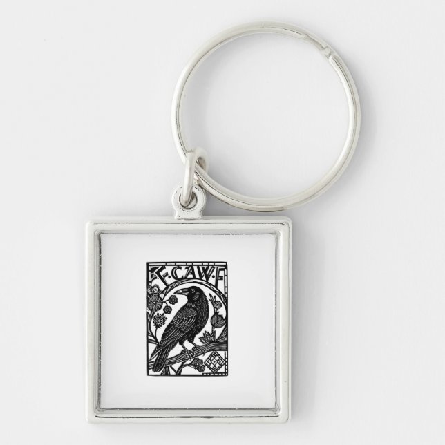 Retro F Caw F Crow Funny Saying Meme Design Key Ring (Front)