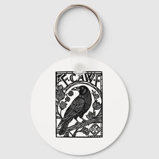 Retro F Caw F Crow Funny Saying Meme Design Key Ring (Front)