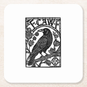 Retro F Caw F Crow Funny Saying Meme Design Square Paper Coaster