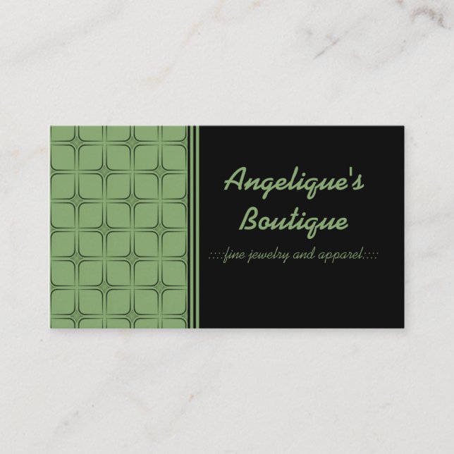Retro Fabulous Business Card, Light Green Business Card (Front)