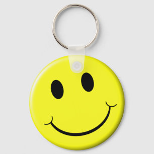 Retro Face Bright Yellow Smile Key Ring