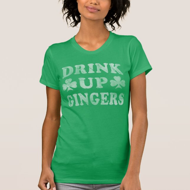 Retro Fade Drink Up Gingers Funny T-Shirt (Front)