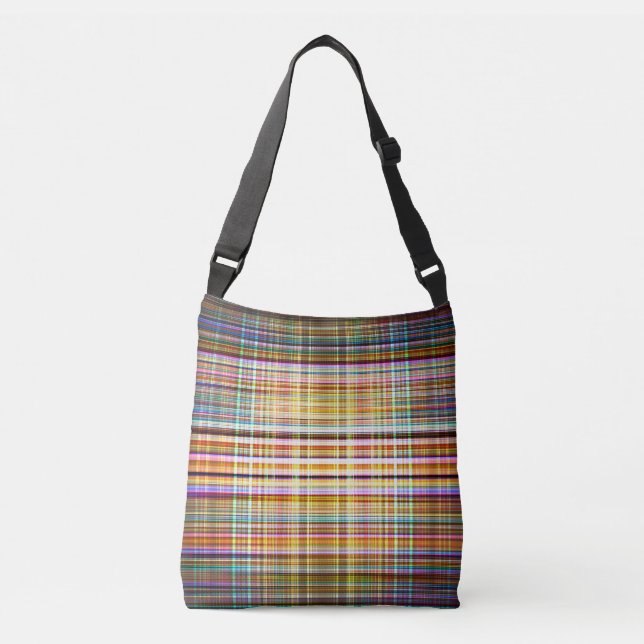 Retro faded lines pattern crossbody bag (Front)
