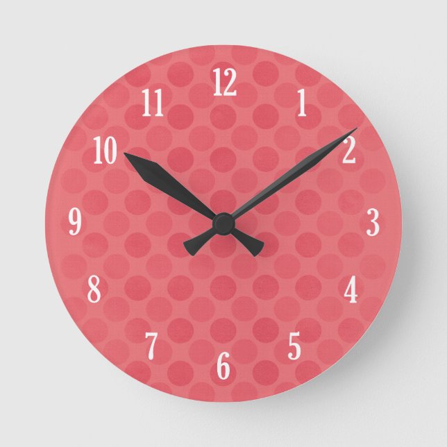 Retro faded red circles pattern round clock (Front)