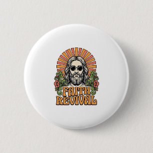 Retro Faith Revival Christian Engraving Vector 6 Cm Round Badge