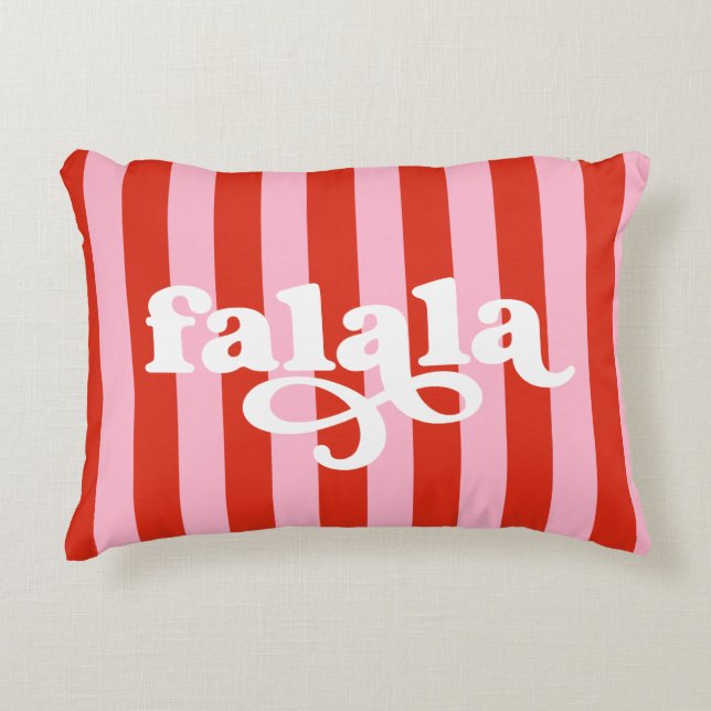Retro Falala Christmas Red & Pink Decorative Cushion (Front)