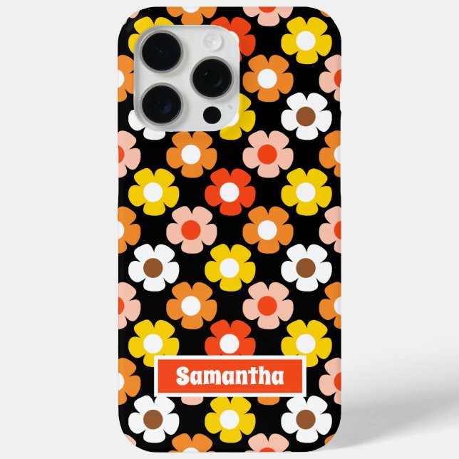 Retro Fall Autumn Flowers Pattern Black Case-Mate iPhone Case (Back)