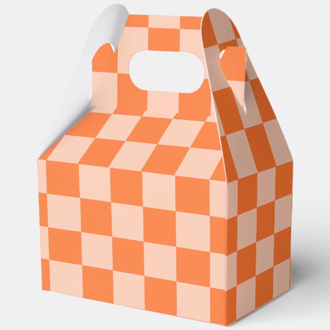Retro Fall Autumn Orange Tartan Plaid Favour Box (Back)