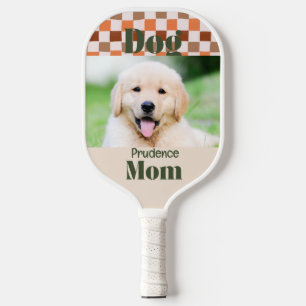 Retro Fall Chequerboard Dog Mum Pet Photo Pickleball Paddle