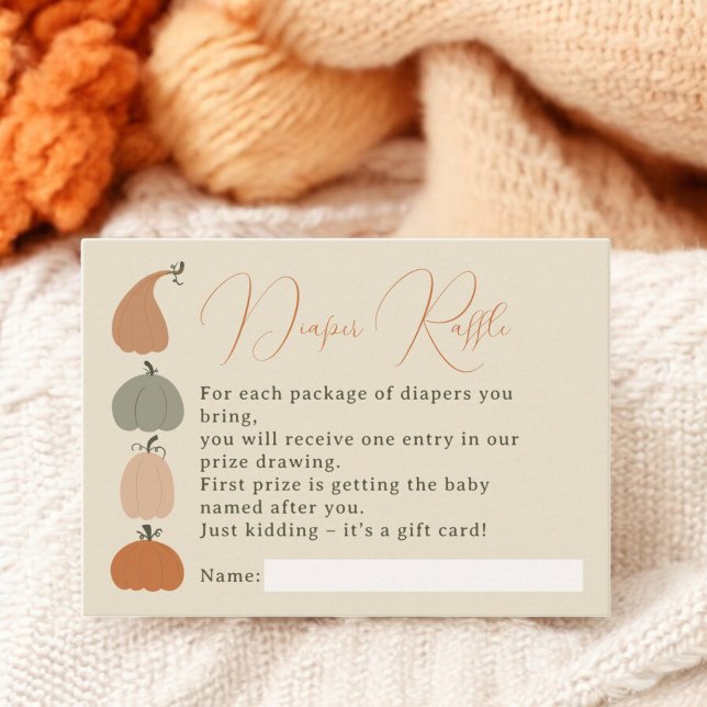 Retro Fall chic Pumpkin Baby Shower Diaper Raffle Enclosure Card (Retro Fall chic Pumpkin Baby Shower Diaper Raffle Enclosure Card)