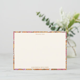 Retro Fall Floral Custom Co-ed Couples Shower Thank You Card