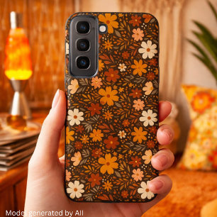 Retro Fall Floral Pattern – Boho Autumn Flowers Samsung Galaxy Case