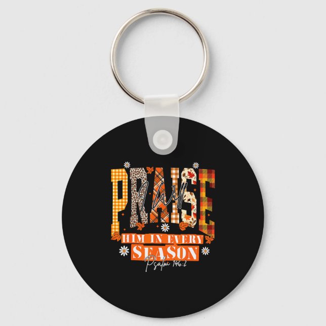 Retro Fall For Jesus He Never Leaves Autumn Christ Key Ring (Front)