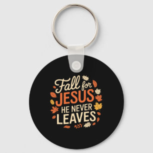 Retro Fall For Jesus He Never Leaves Thanksgiving Key Ring
