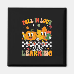 Retro Fall In Love With Learning Autumn Leaf Pumpk Magnet
