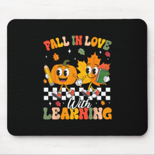 Retro Fall In Love With Learning Autumn Leaf Pumpk Mouse Mat